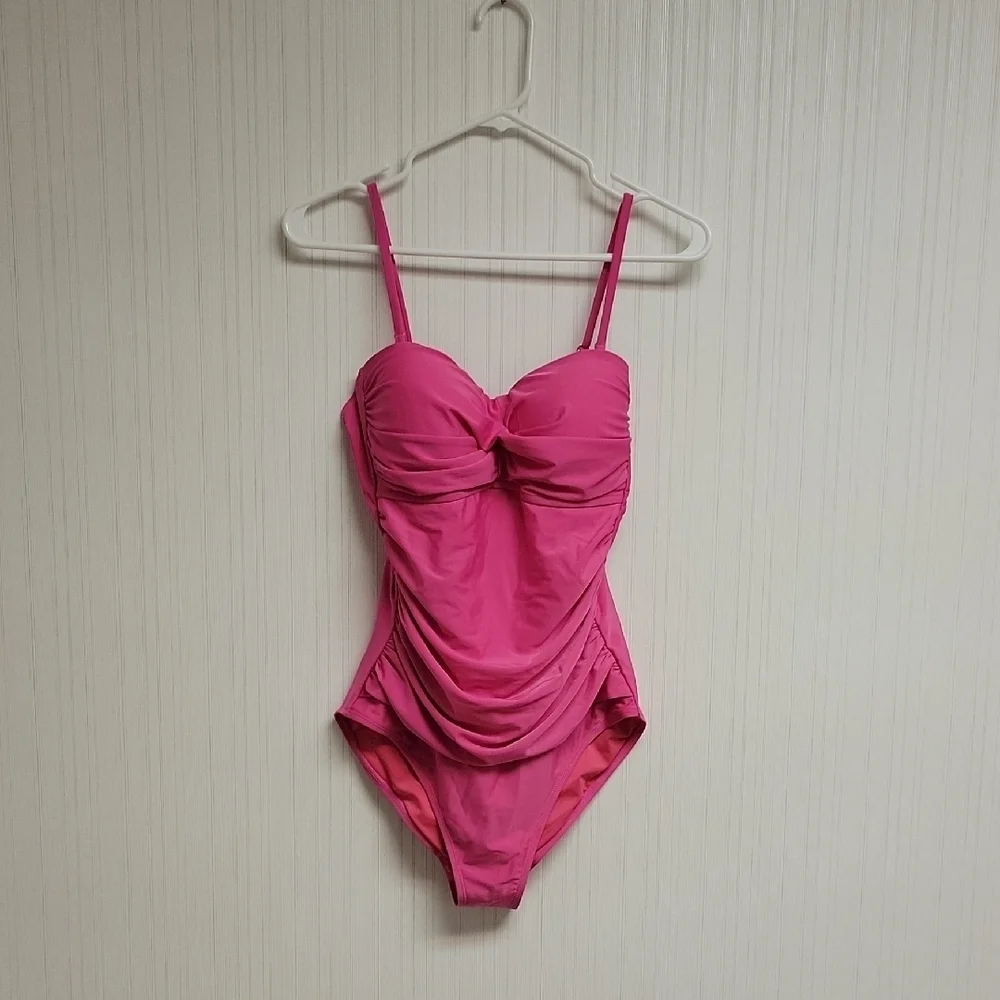 Relleciga 1 Pc Swimsuit Sz Medium. Bright Pink Removable Straps. New With Tags